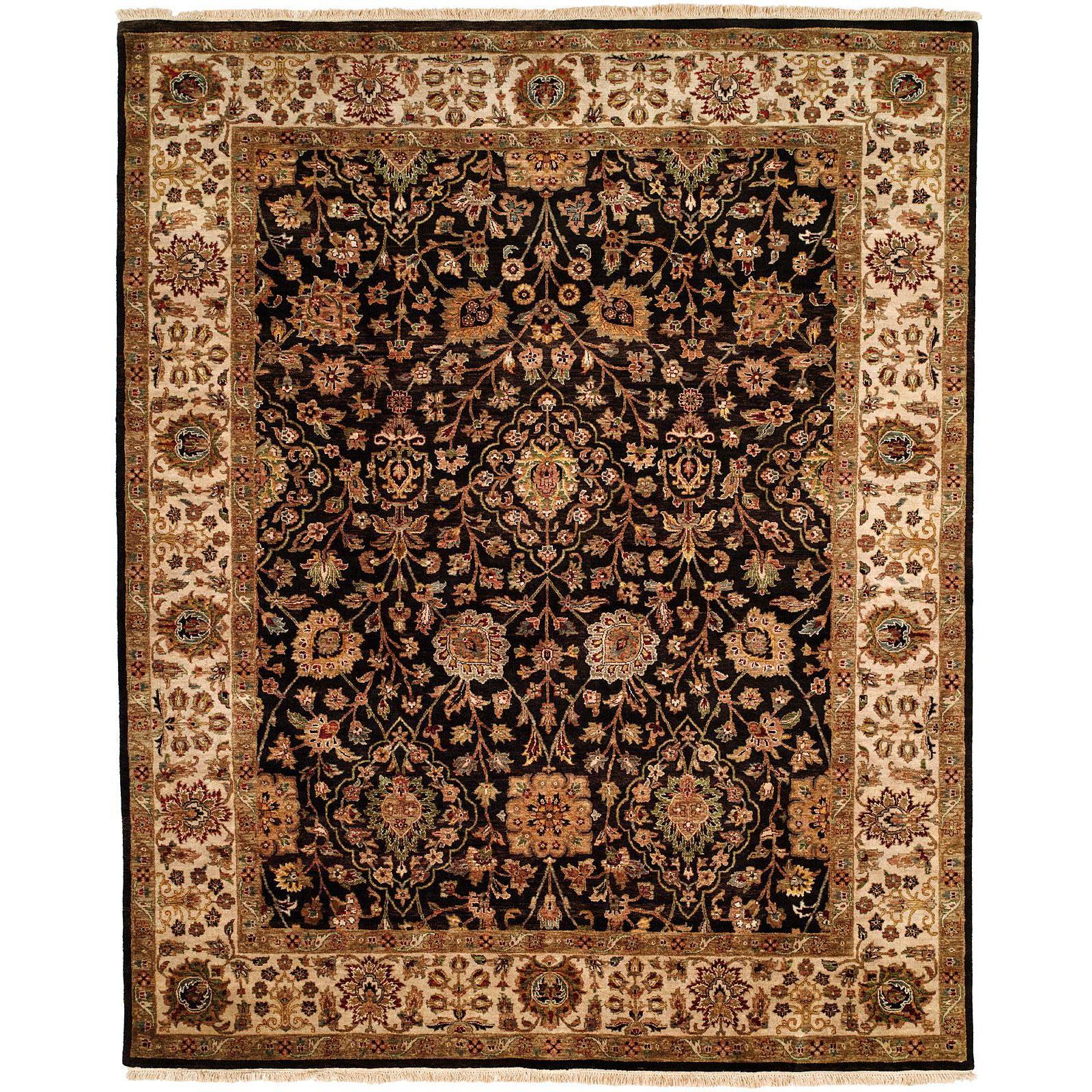 Kabir Black Ivory Hand Knotted Area Rug 12 X 18 12 X 18
