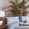 Kachiri Marbled Tortoise Natural Rattan Headboard Handcrafted Coastal Boho Style Bedroom Backdrop