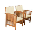Kaila Outdoor Armchair Set Of 2 Beige Cushions Natural Brown Wood