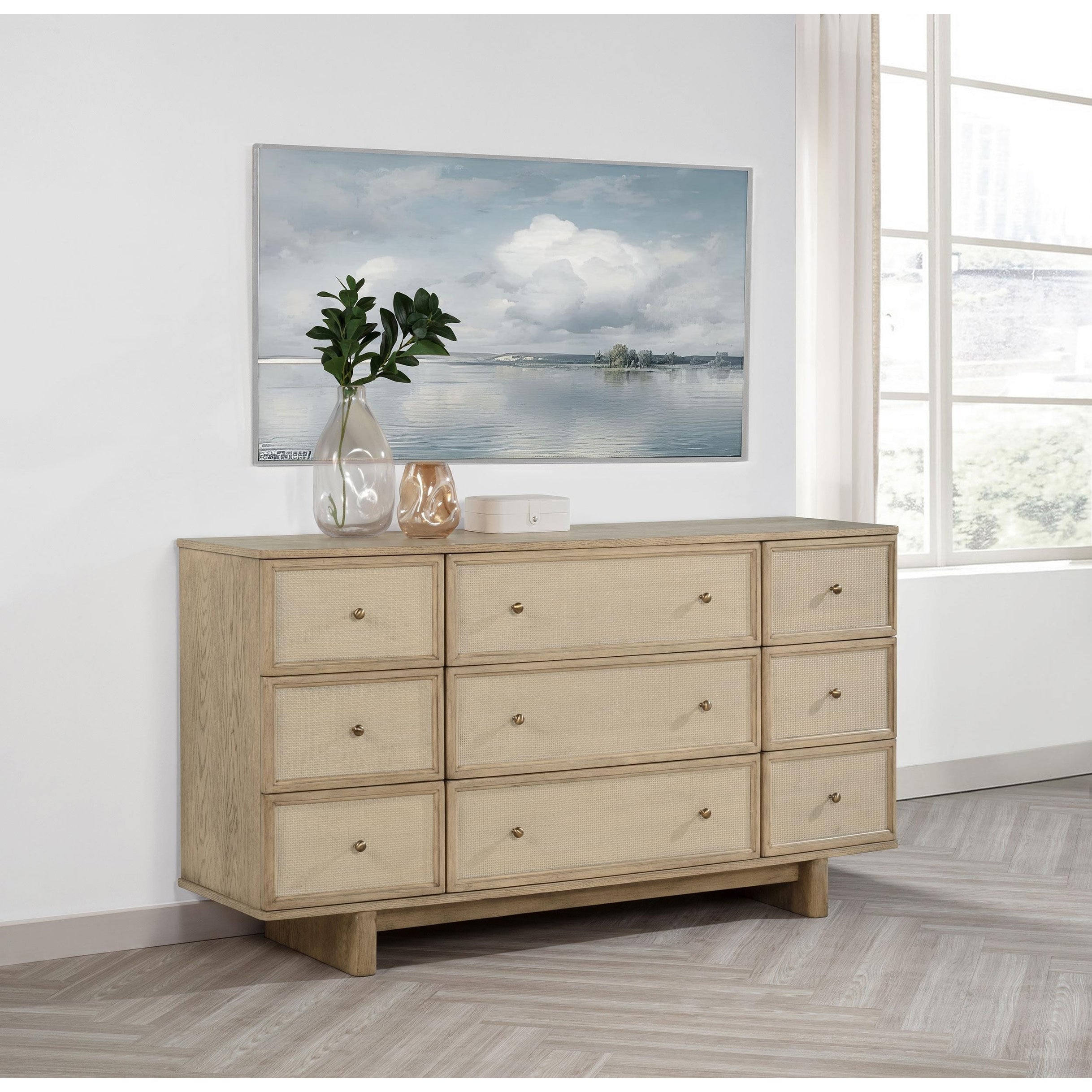Kailani 9 Drawer Dresser Beige Oak