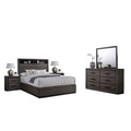 Kalie 5Pc Queen Bedroom Set With Bookcase Headboard 2 Nightstands Gray