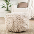 Kallan Cream Textured Square Pouf