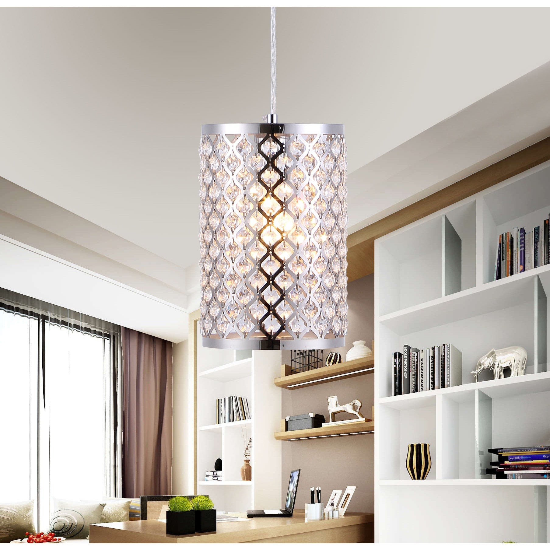 Kalyca 1 Light Chrome 6 Inch Crystal Pendant Lamp