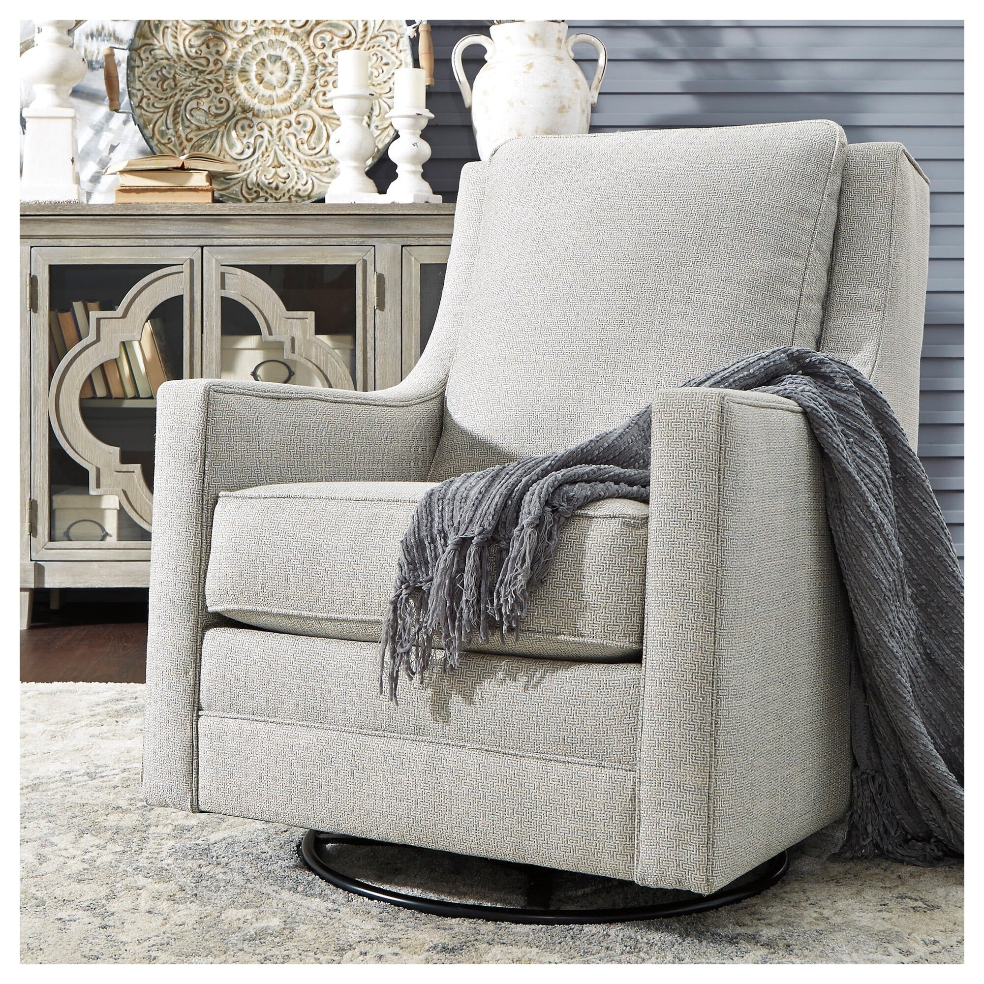 Kambria Contemporary Frost Swivel Glider Accent Chair 30 W X 42 D X 38 H