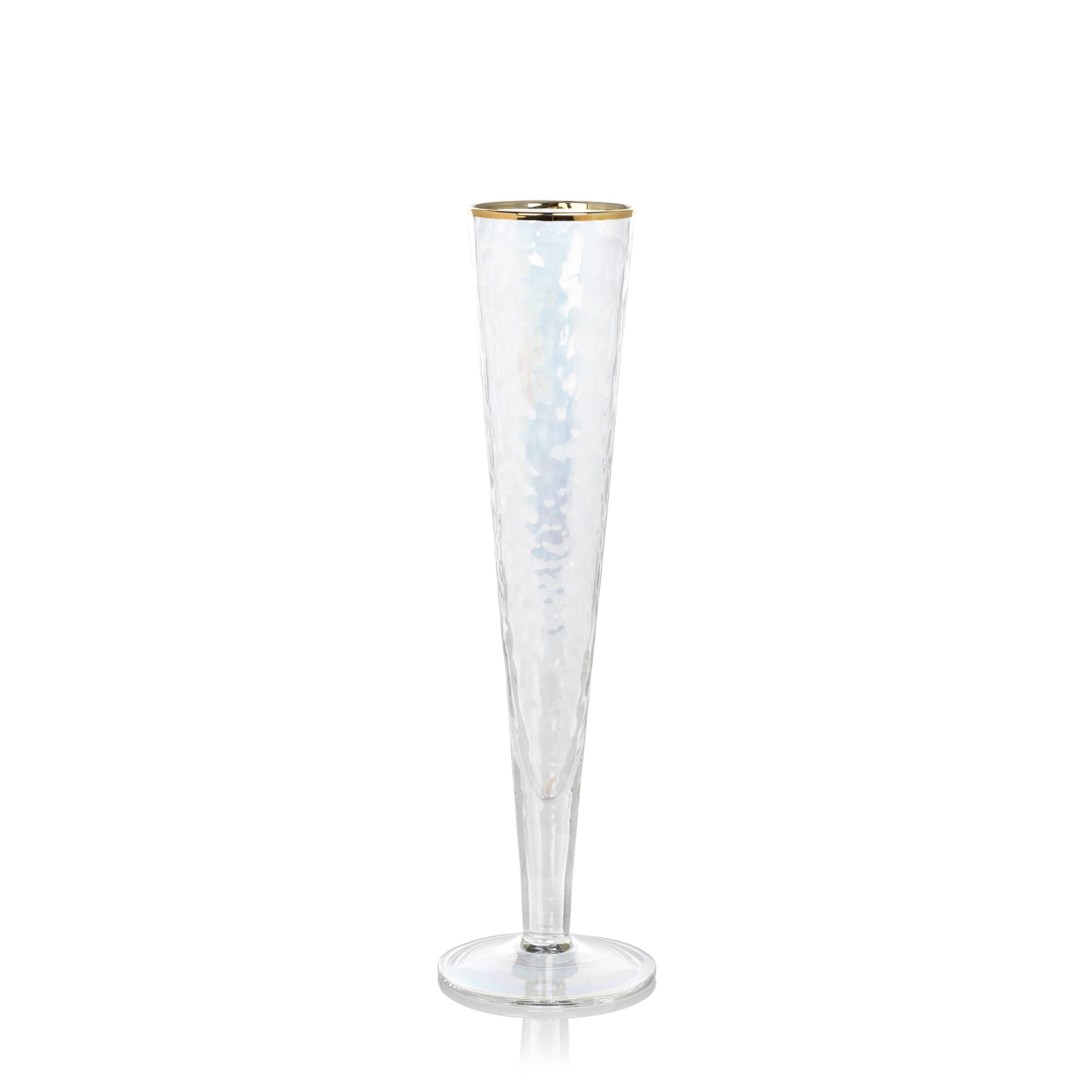 Kampari Slim Champagne Flutes With Gold Rim Set Of 4