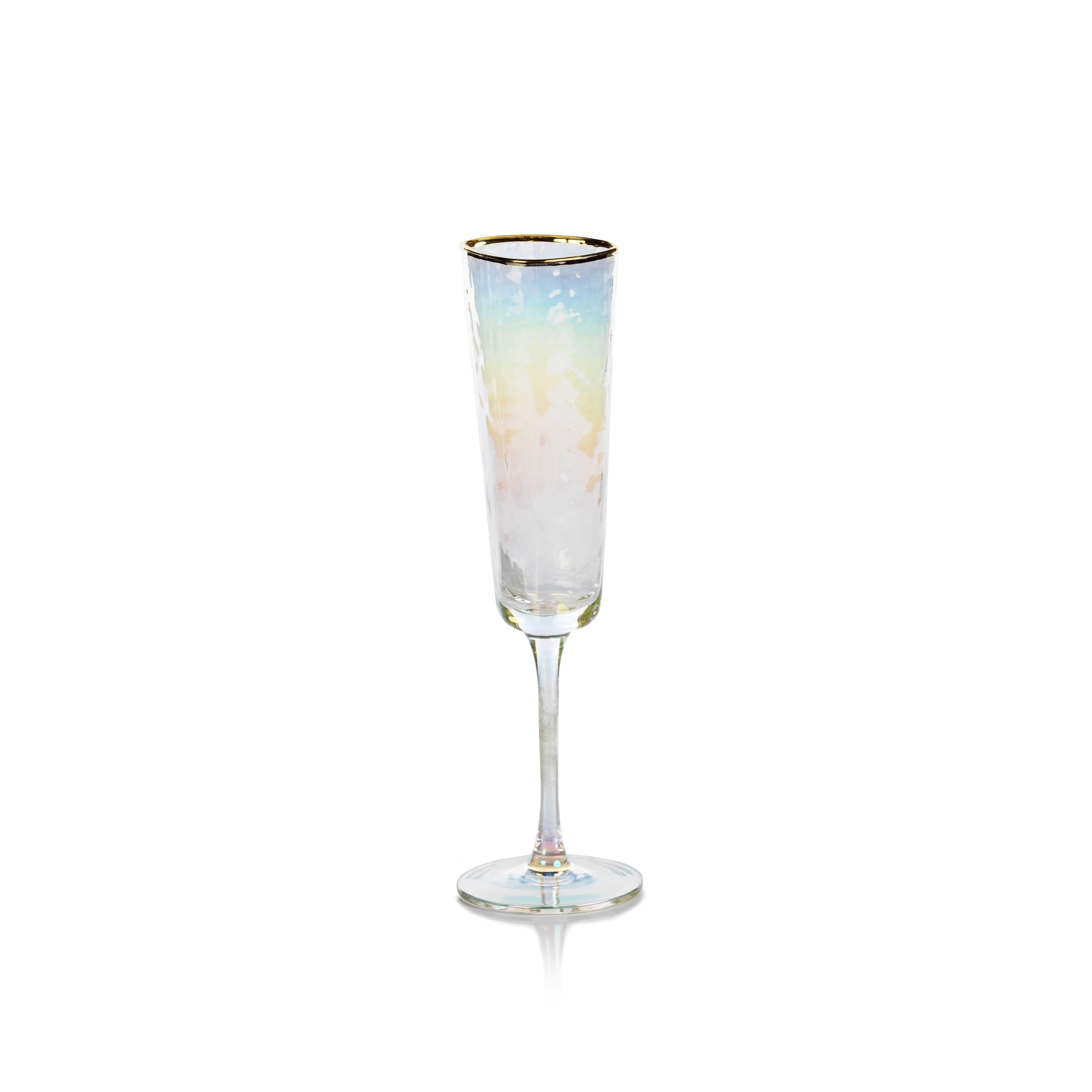 Kampari Triangular Champagne Flutes With Gold Rim Set Of 4