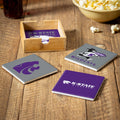 Kansas State University 4 Piece Ceramic Coasters Set With Wood Caddy