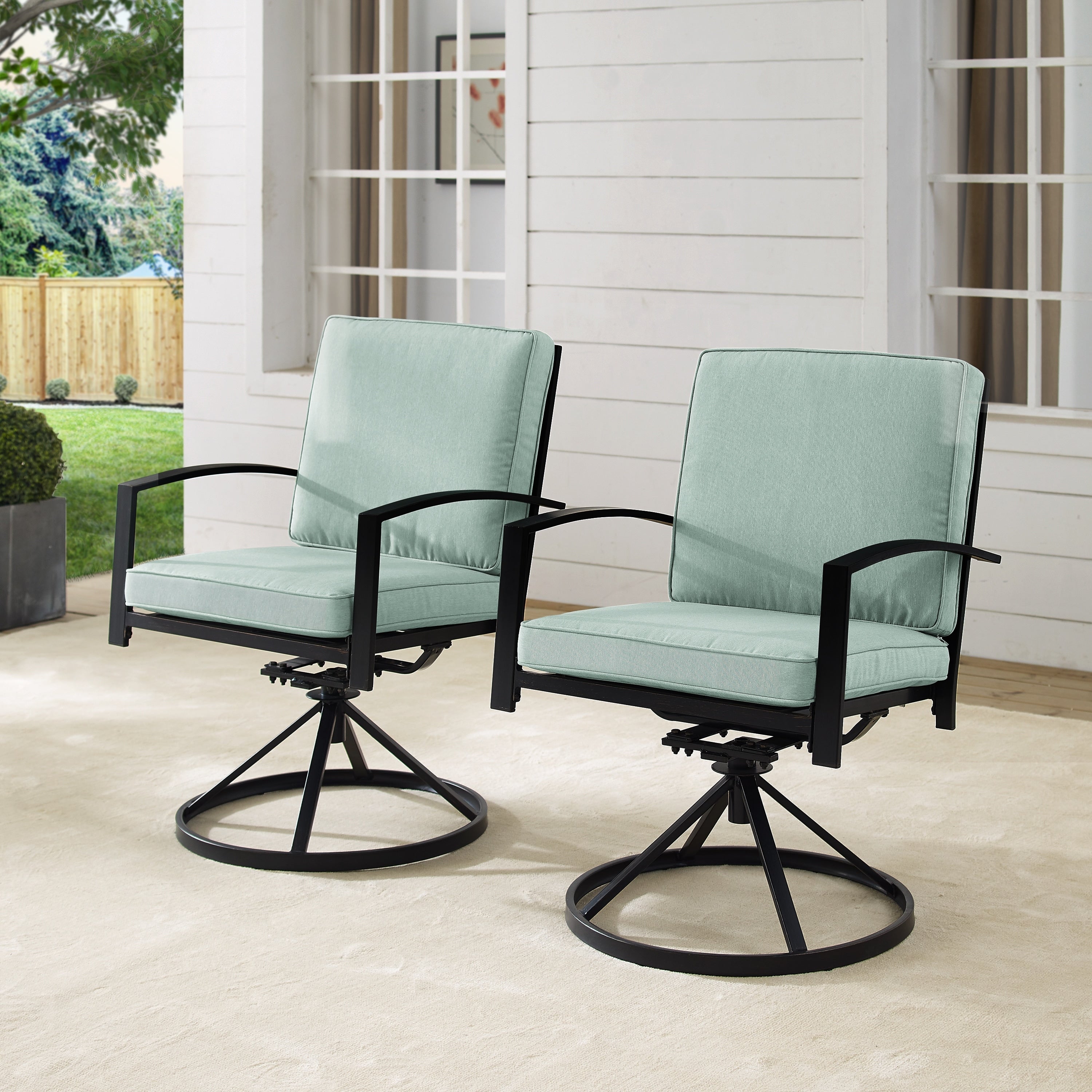 Kaplan 2Pc Outdoor Dining Swivel Chair Set