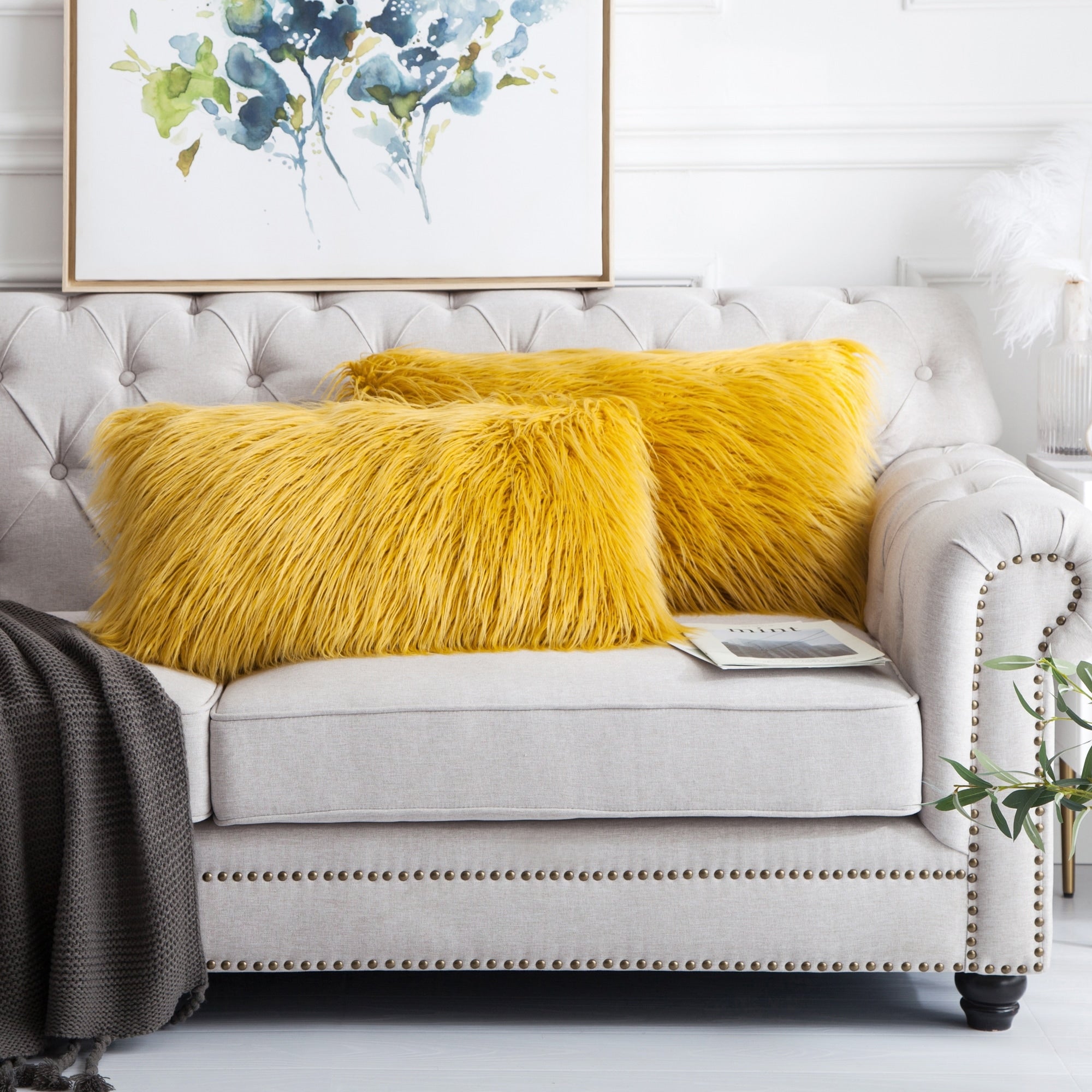 Silver Orchid Karenne Faux Fur 2 Piece Throw Pillow Shell Set
