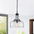 Karha Single Light Matte Black Pendant With Glass Shade