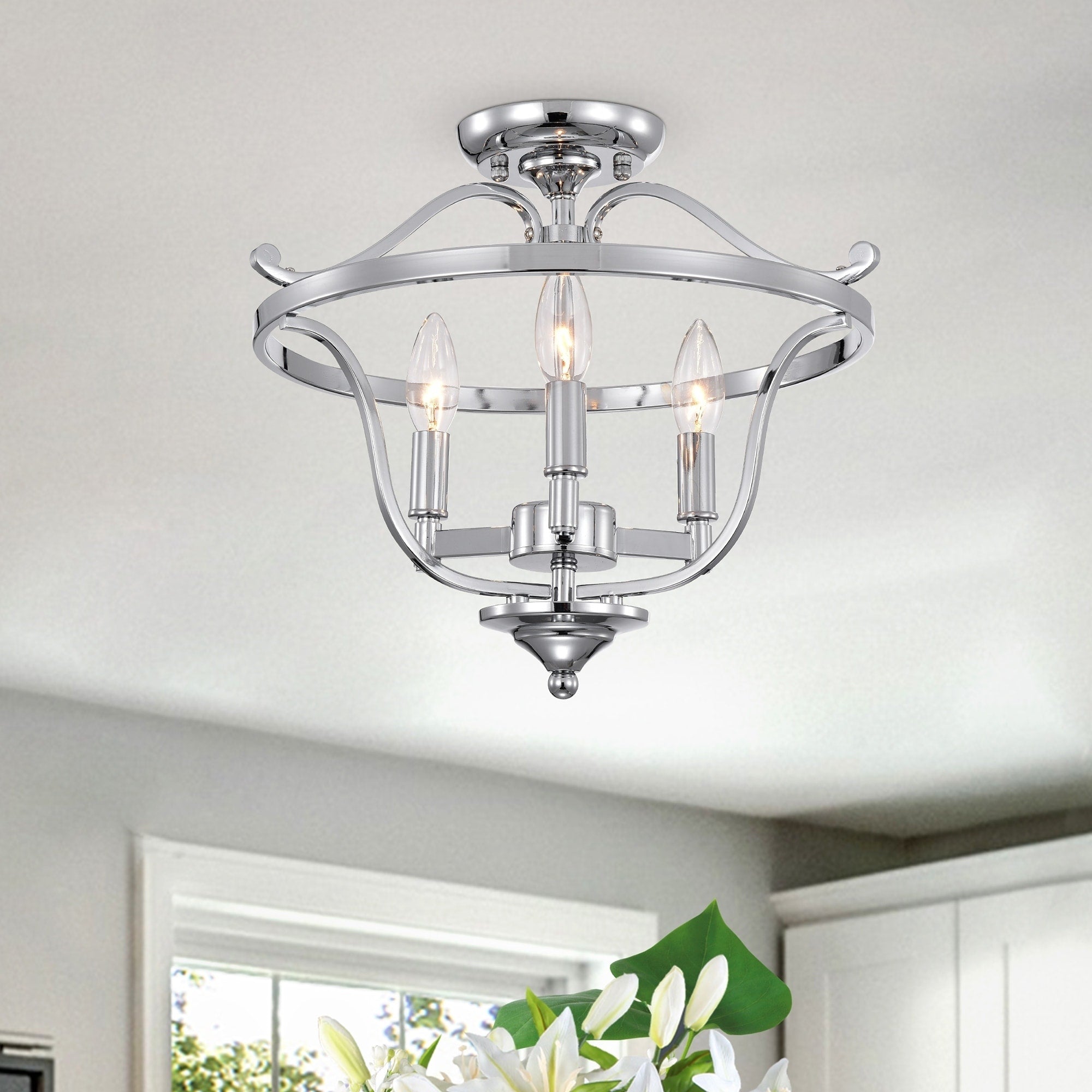 Karl Chrome 3 Light Semi Flush Mount Light