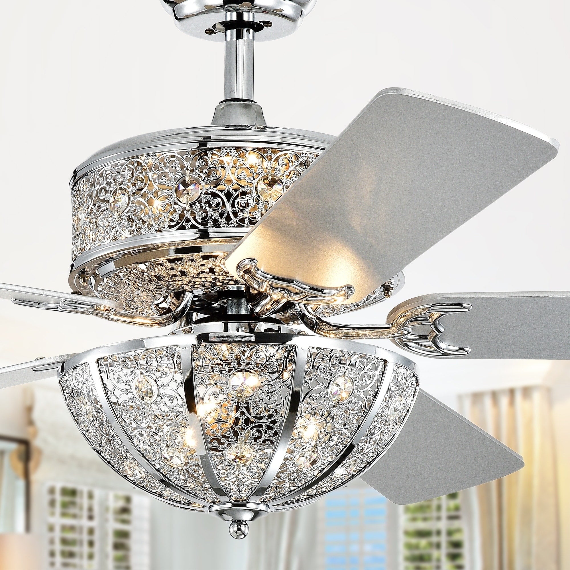 Karli Chrome 52 Inch 5 Blade Lighted Ceiling Fan