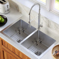 Karran 33 Top Mount Double Equal Bowl Stainless Steel Sink Kit