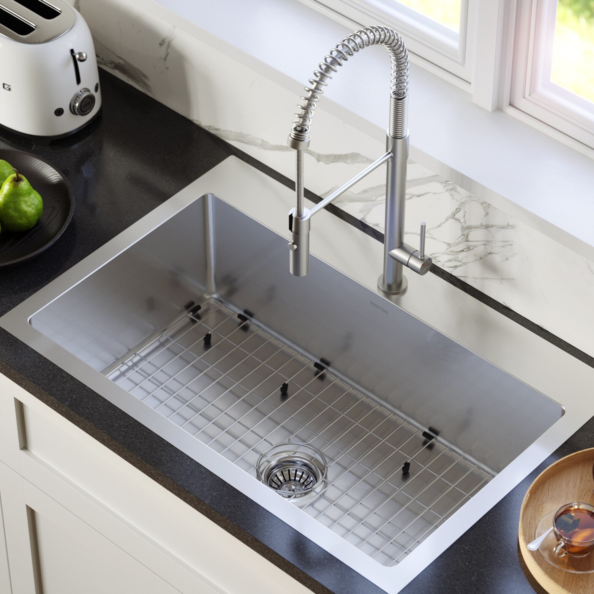 Karran 33 Top Mount Single Bowl Stainless Steel Kitchen Sink Kit