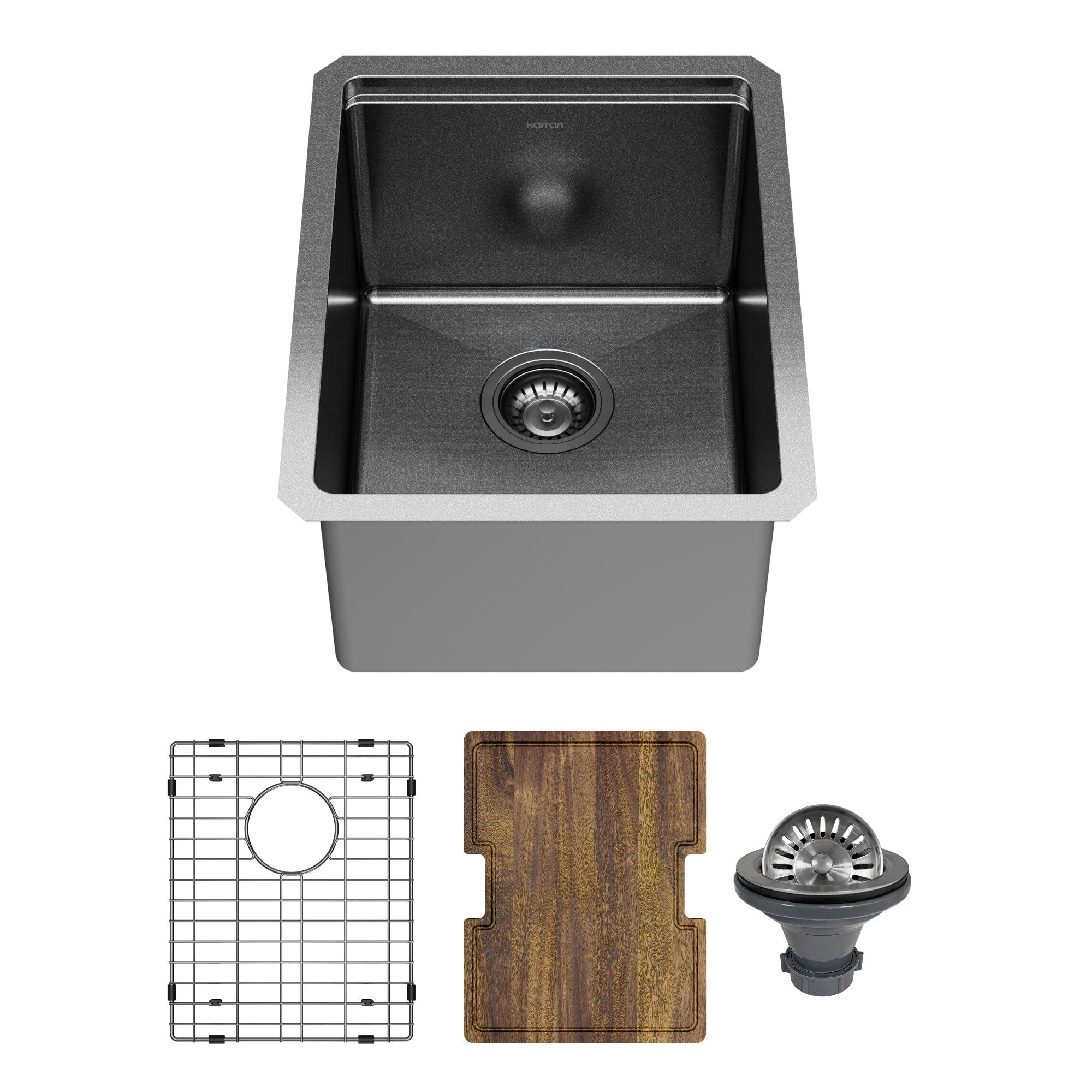 Karran Elite 15 Undermount Workstation 16 Gauge Single Bowl Stainless Steel Kitchen Sink In Gunmetal Black