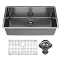 Karran Elite 32 Undermount 16 Gauge Single Bowl Stainless Steel Kitchen Sink In Gunmetal Black