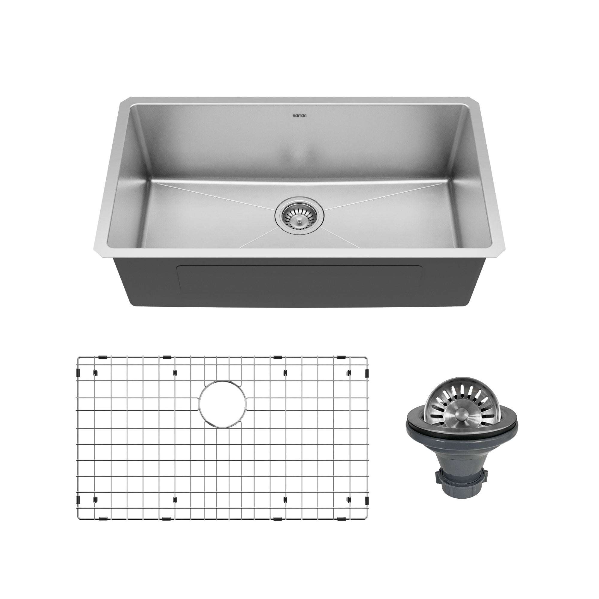 Karran Elite 32 Undermount 16 Gauge Single Bowl Stainless Steel Kitchen Sink