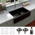 Karran Farmhouse Apron Front Quartz Double Bowl Kitchen Sink Kit