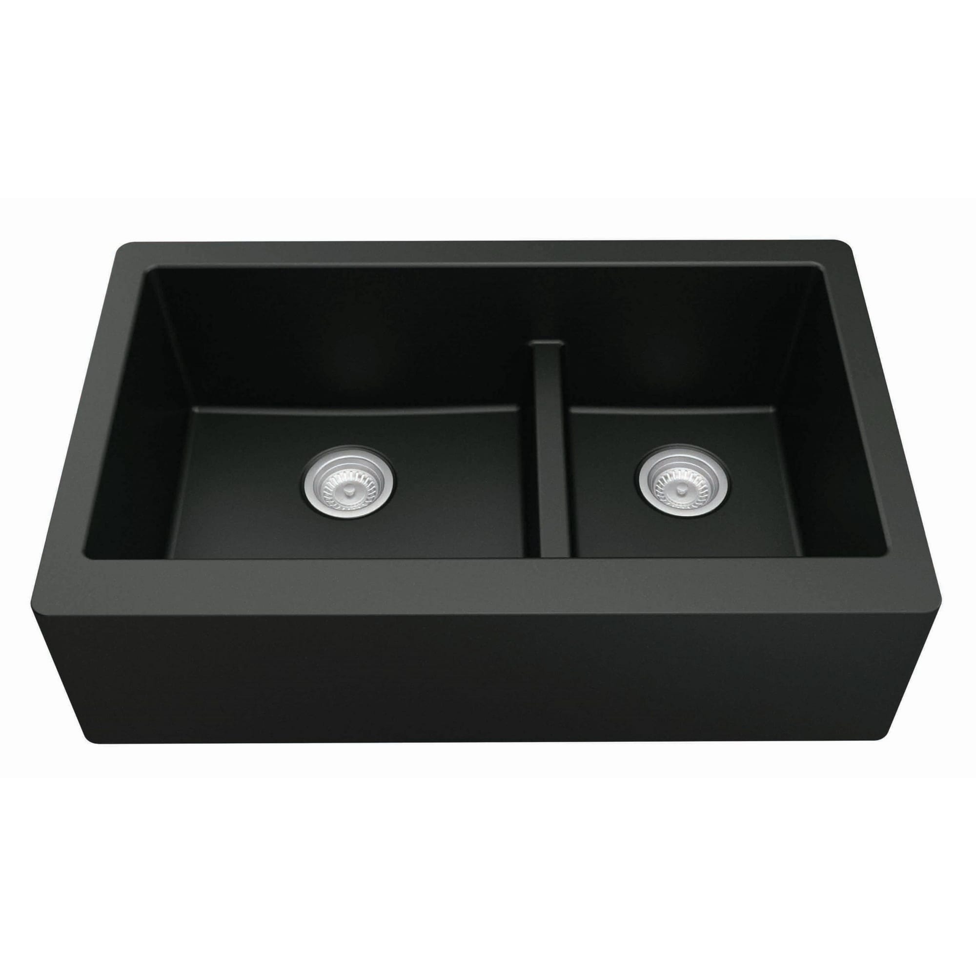Karran Farmhouse Apron Front Quartz Double Bowl Kitchen Sink