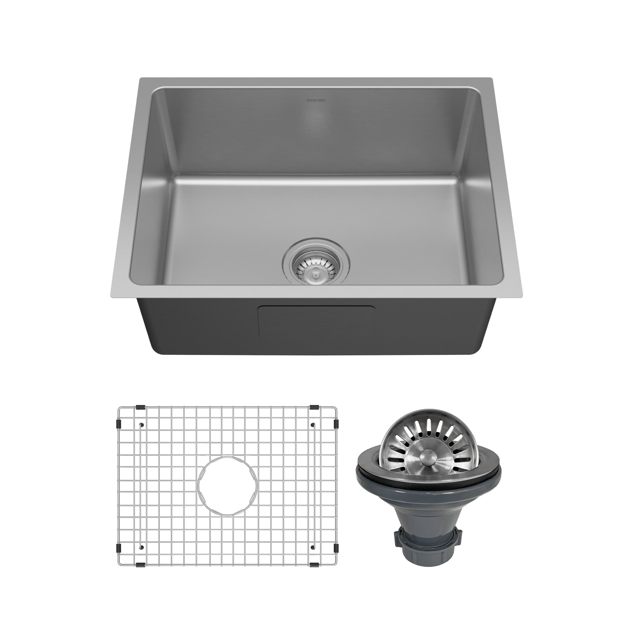 Karran Lansen 24 Undermount 18 Gauge Single Bowl Stainless Steel Sink With Accessories