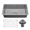 Karran Lansen 32 Undermount 18 Gauge Single Bowl Stainless Steel Sink With Accessories