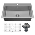 Karran Lansen 33 Top Mount 18 Gauge Single Bowl Stainless Steel Sink With Accessories