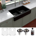 Karran Retrofit Farmhouse Quartz 34 In. Double Bowl 50 50 Sink Kit