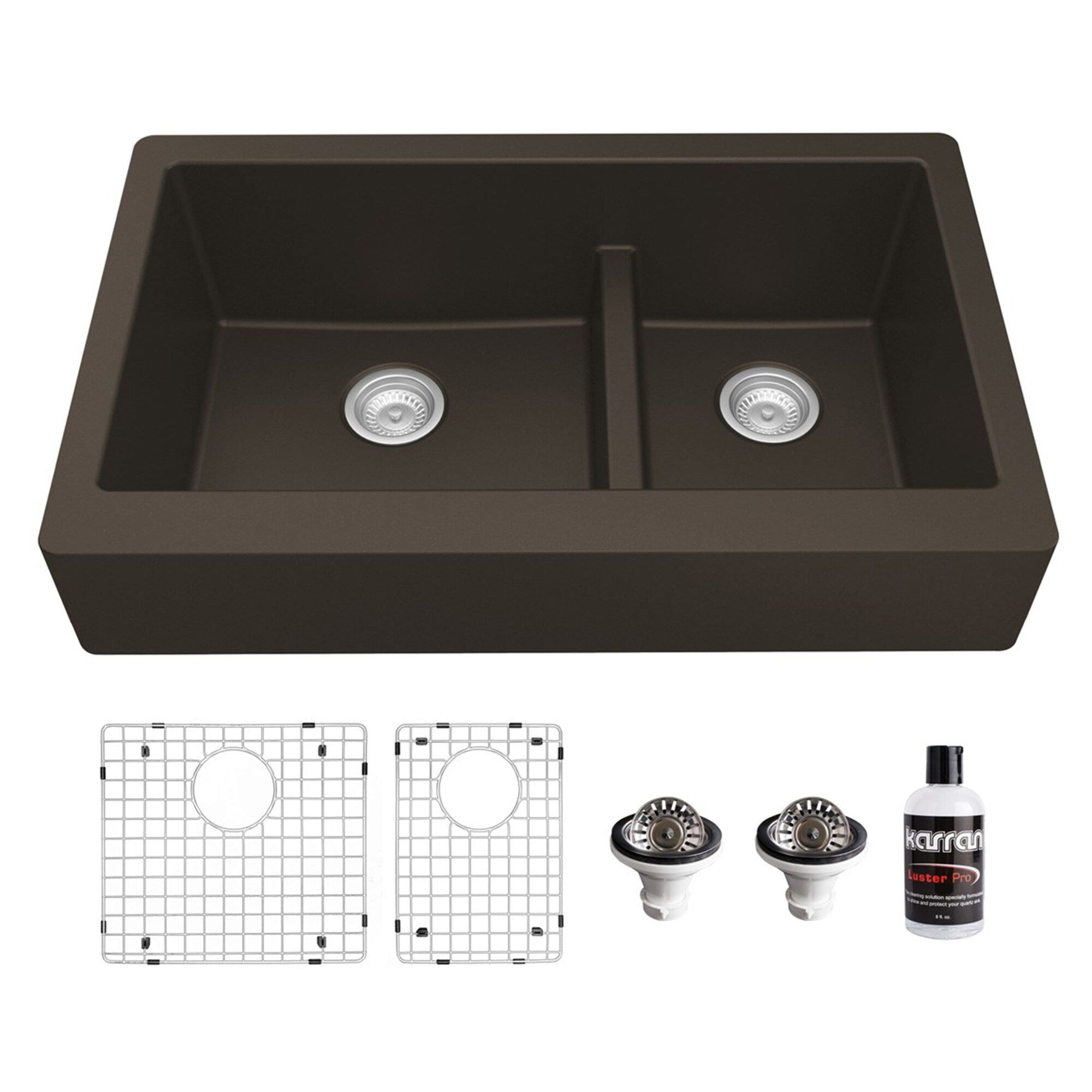 Karran Retrofit Farmhouse Quartz 34 In. Double Bowl 60 40 Sink Kit