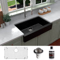 Karran Retrofit Farmhouse Quartz 34 In. Single Bowl Kitchen Sink Kit
