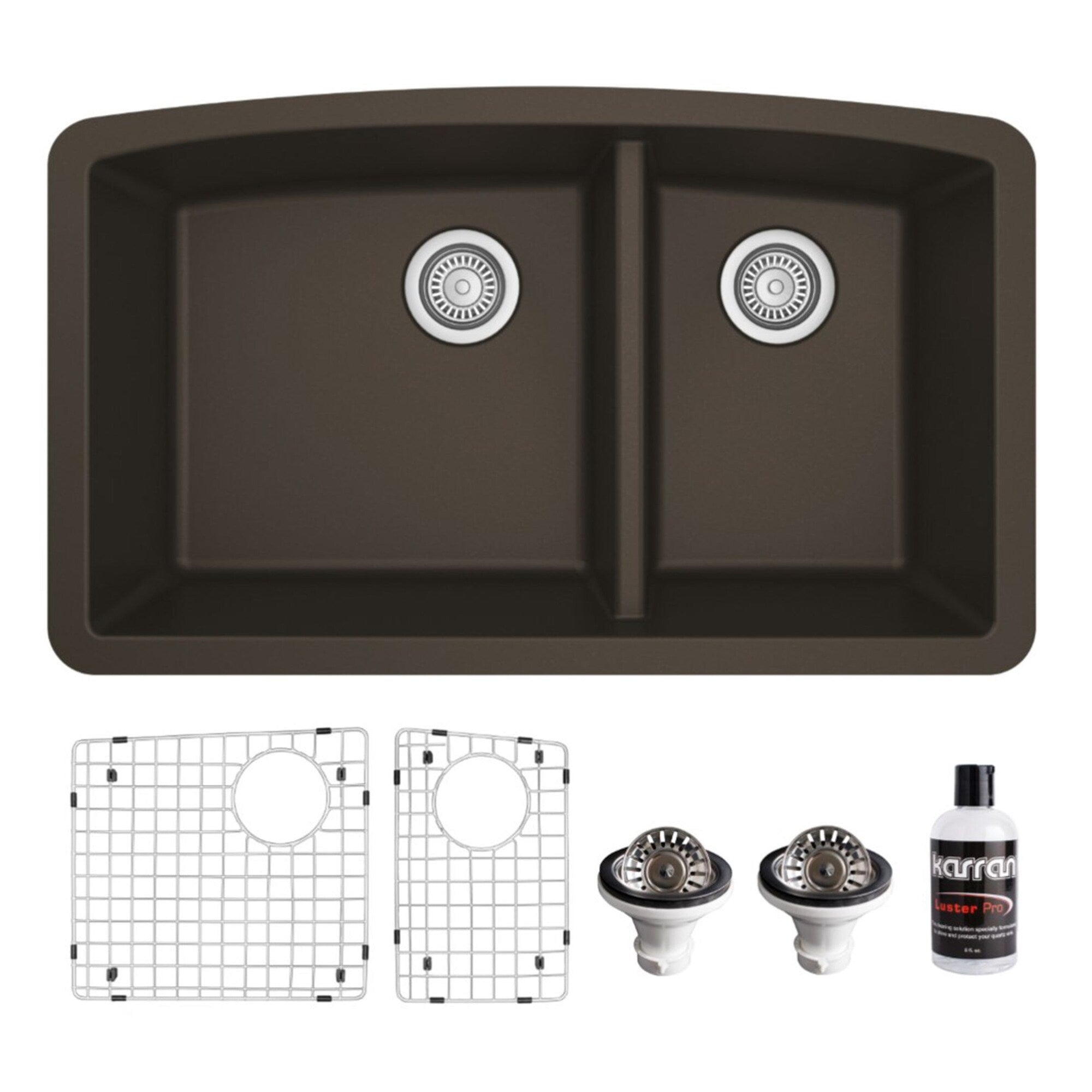 Karran Undermount Quartz 32 In. 60 40 Double Bowl Kitchen Sink Kit