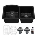 Karran Undermount Quartz 32 In. 60 40 Double Bowl Kitchen Sink Kit