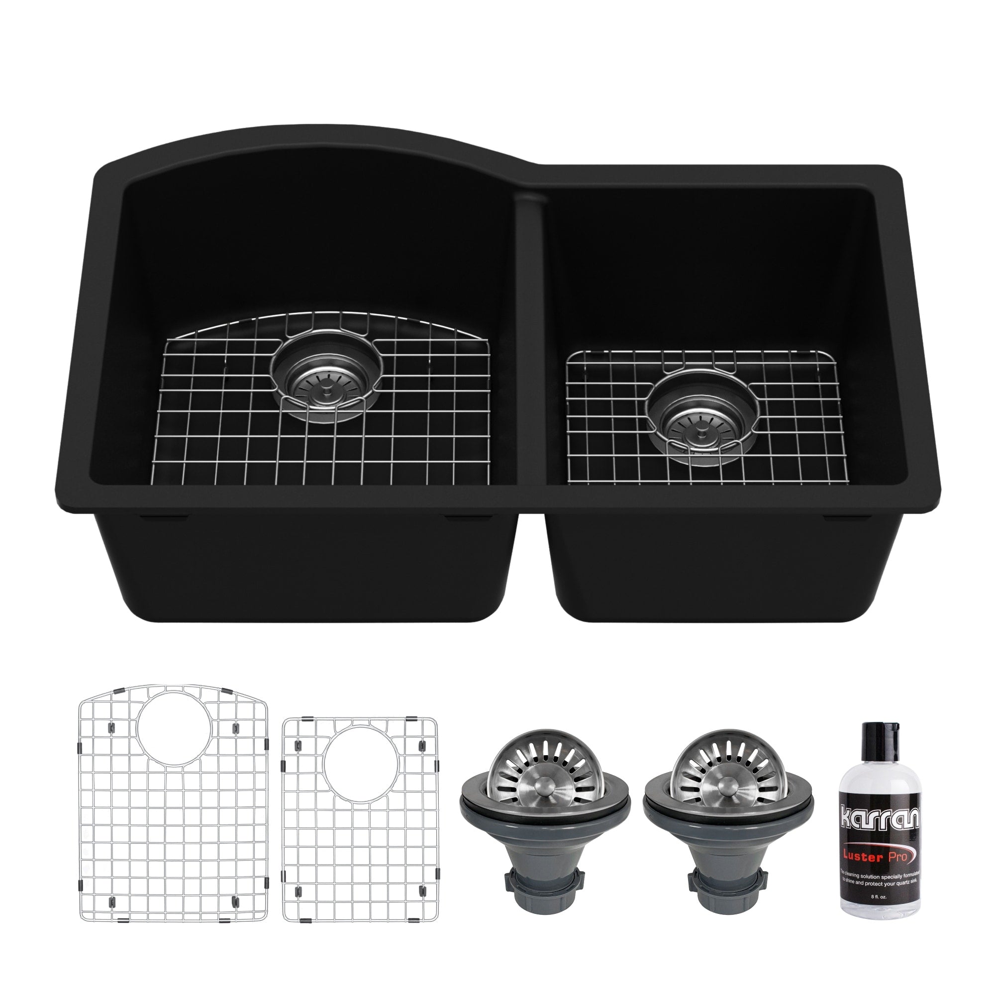 Karran Undermount Quartz 32 In. 60 40 Double Bowl Kitchen Sink Kit