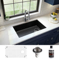 Karran Undermount Quartz 32 In. Single Bowl Kitchen Sink Kit
