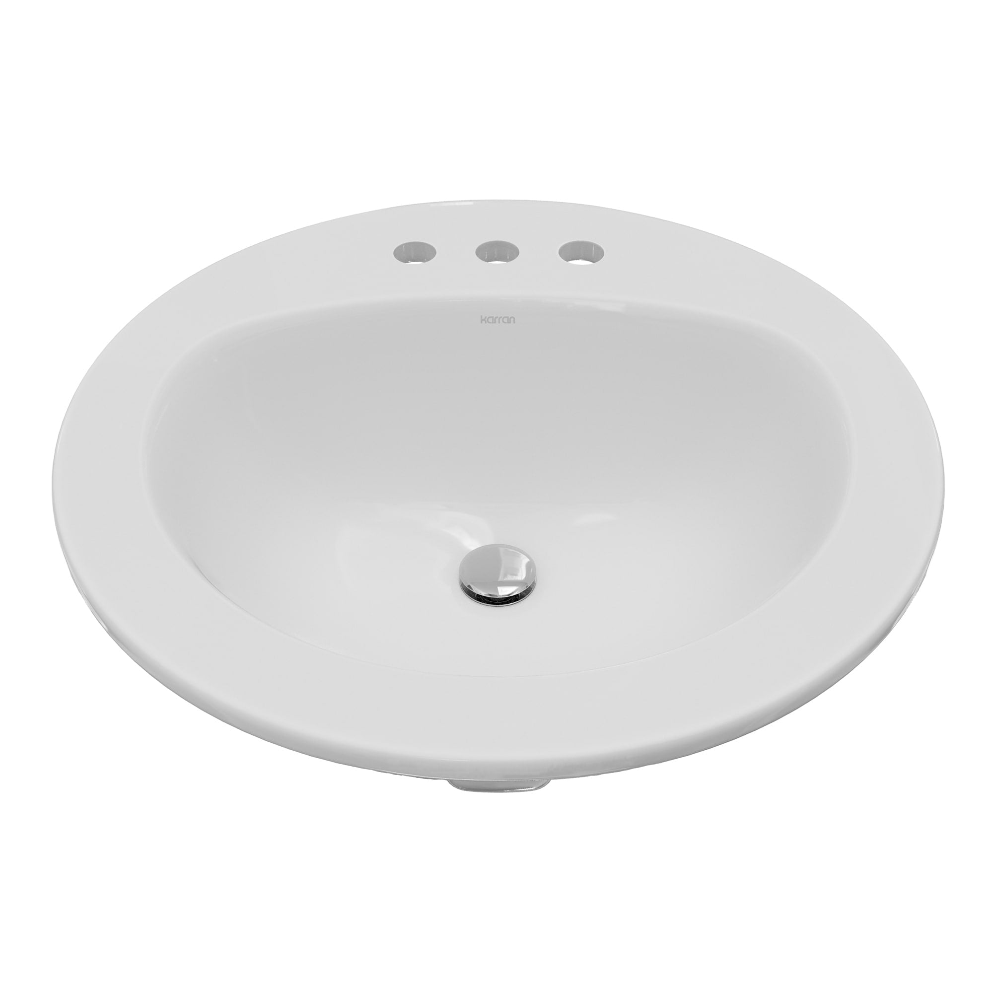 Karran Valera 20 Circular Top Mount Vitreous China Bathroom Sink In White
