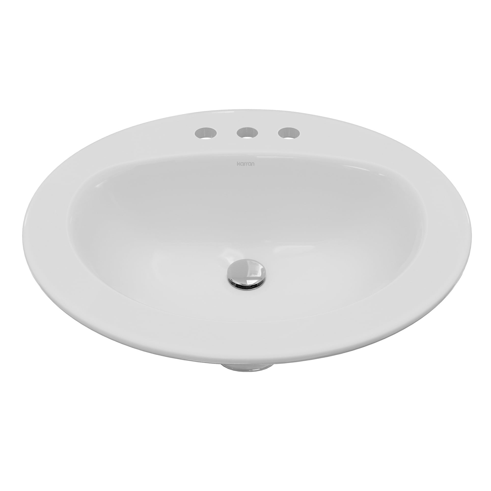 Karran Valera 21 Oval Top Mount Vitreous China Bathroom Sink In White