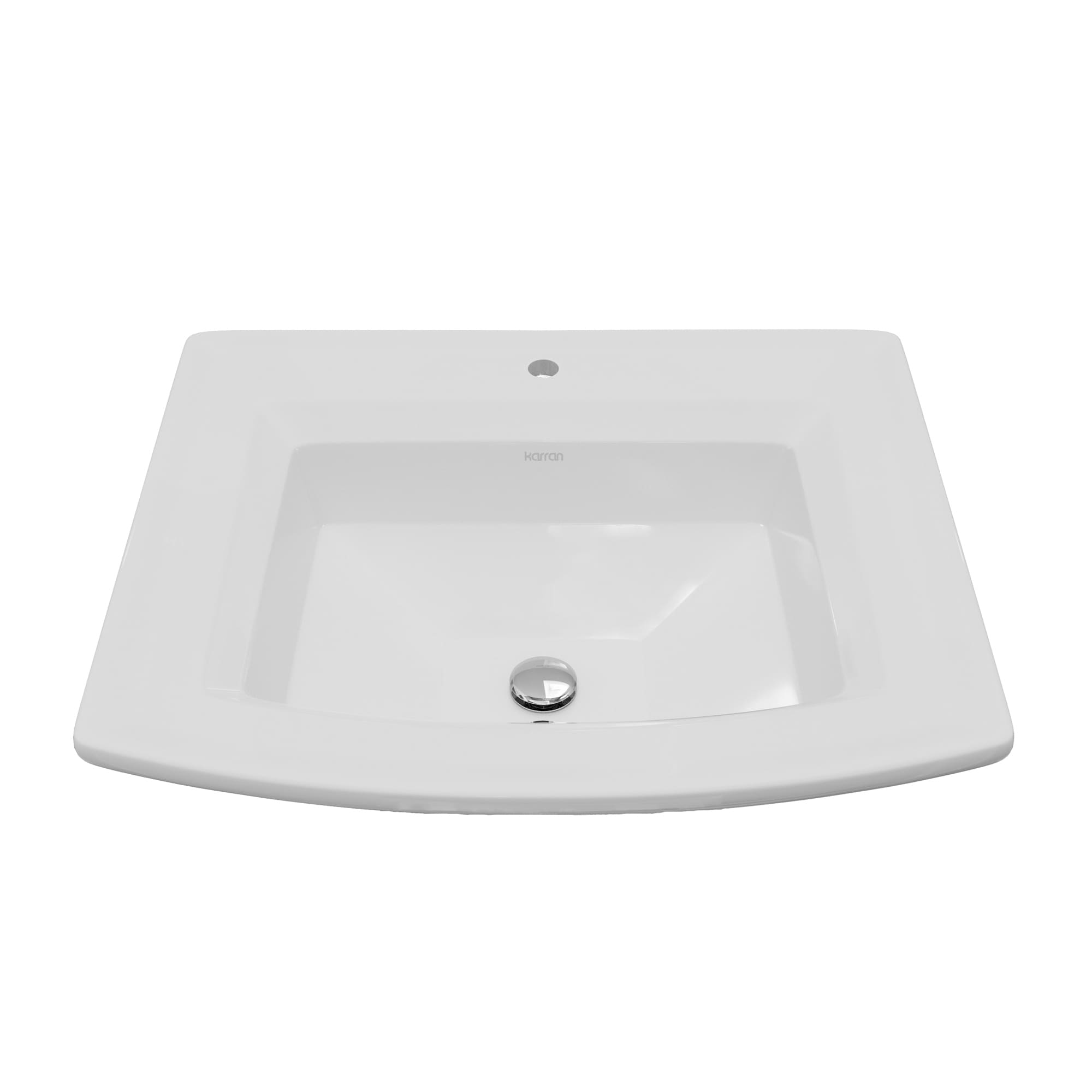 Karran Valera 23 Curved Rectangular Top Mount Vitreous China Bathroom Sink In White