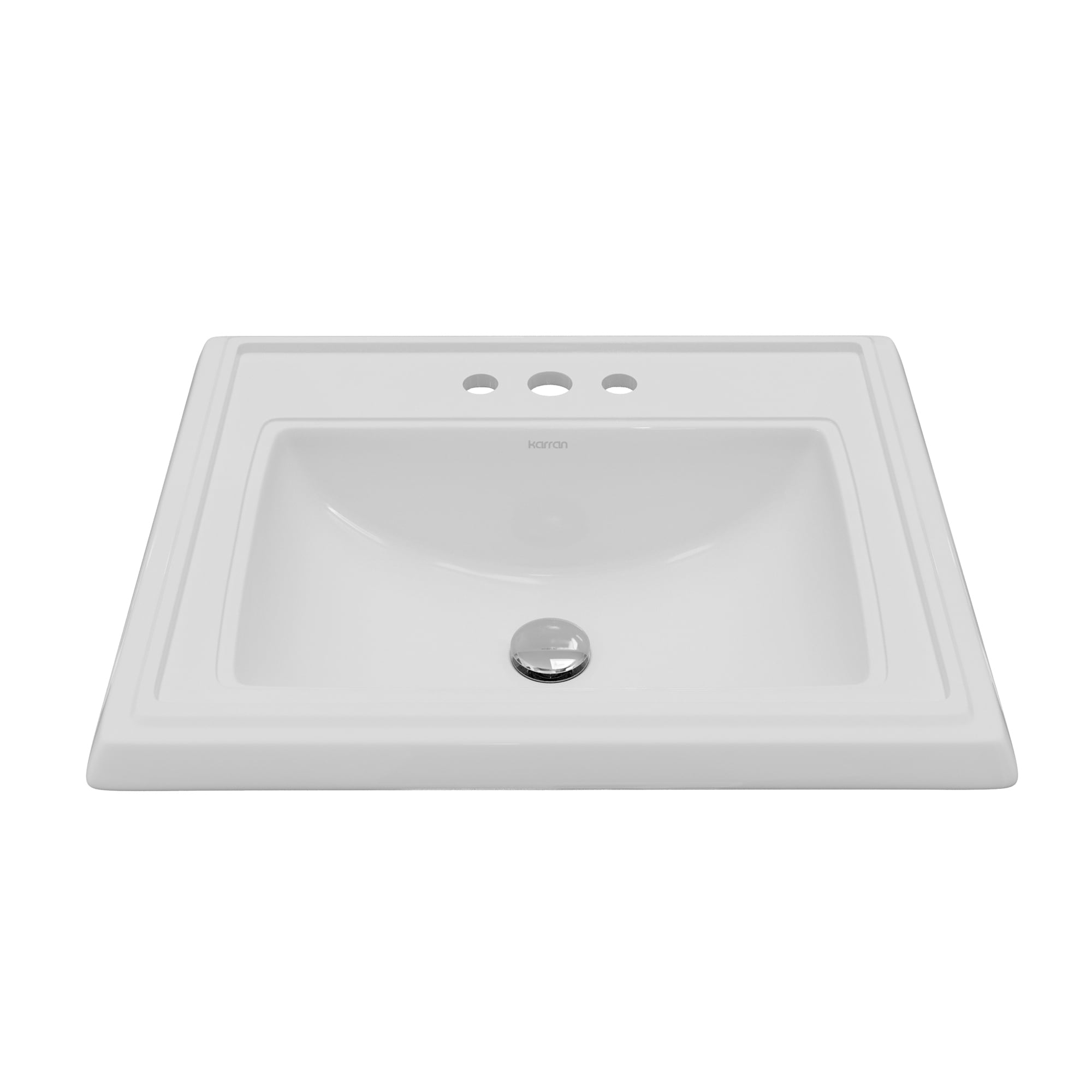 Karran Valera 23 Rectangular Top Mount Vitreous China Bathroom Sink In White