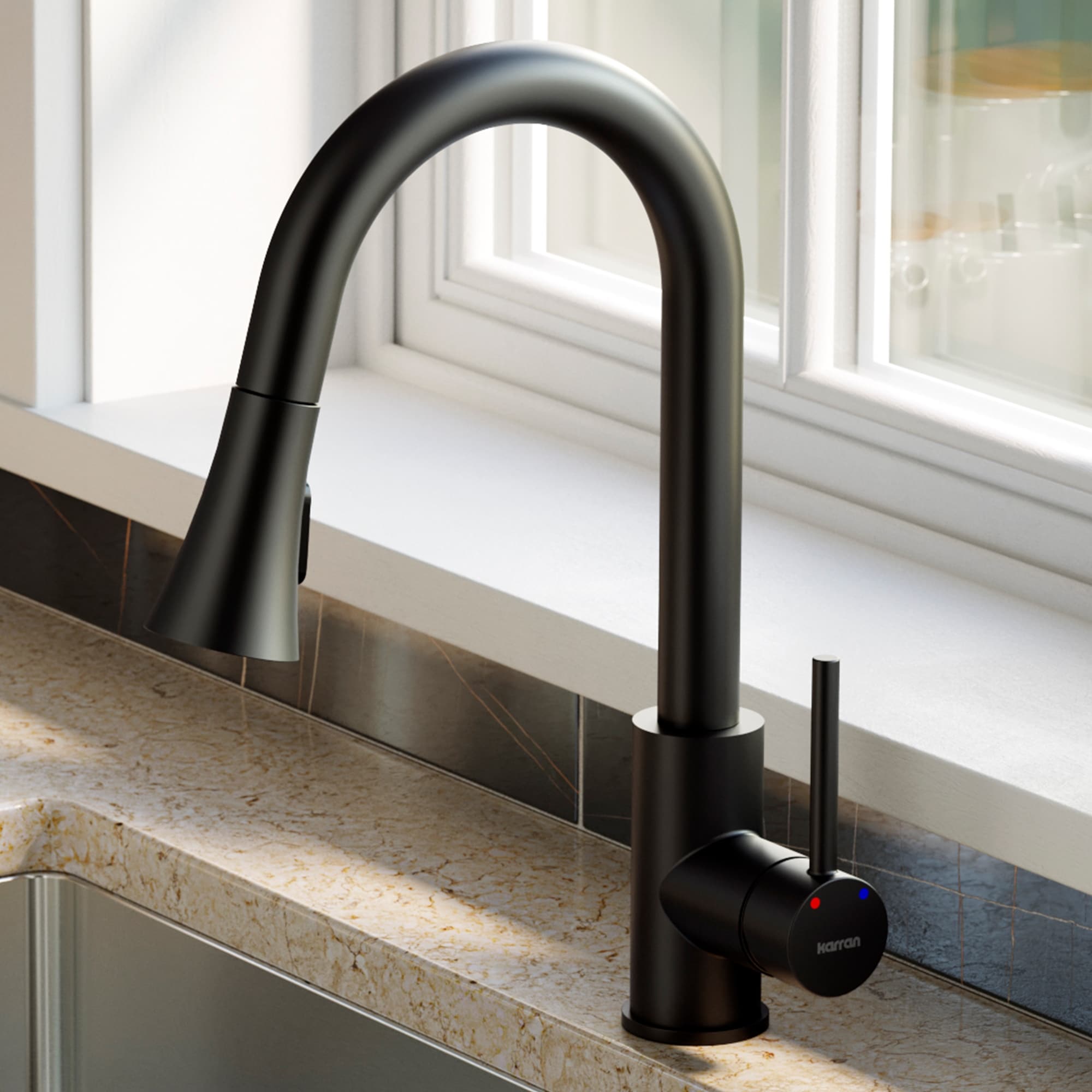 Karran Weybridge Single Handle Pull Down Sprayer Kitchen Faucet