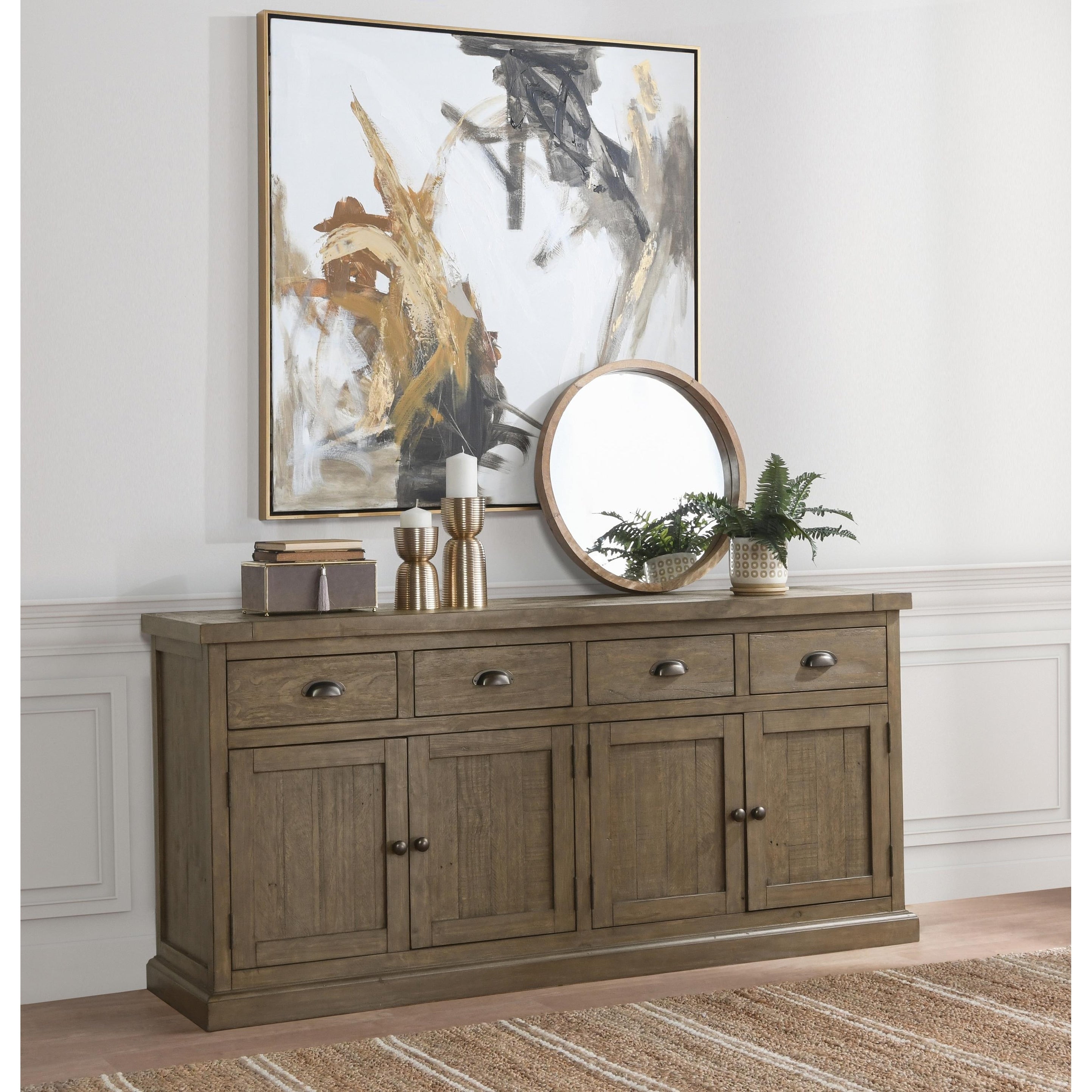 Kasey Reclaimed Pine 4 Drawer 4 Door Sideboard By Kosas Home