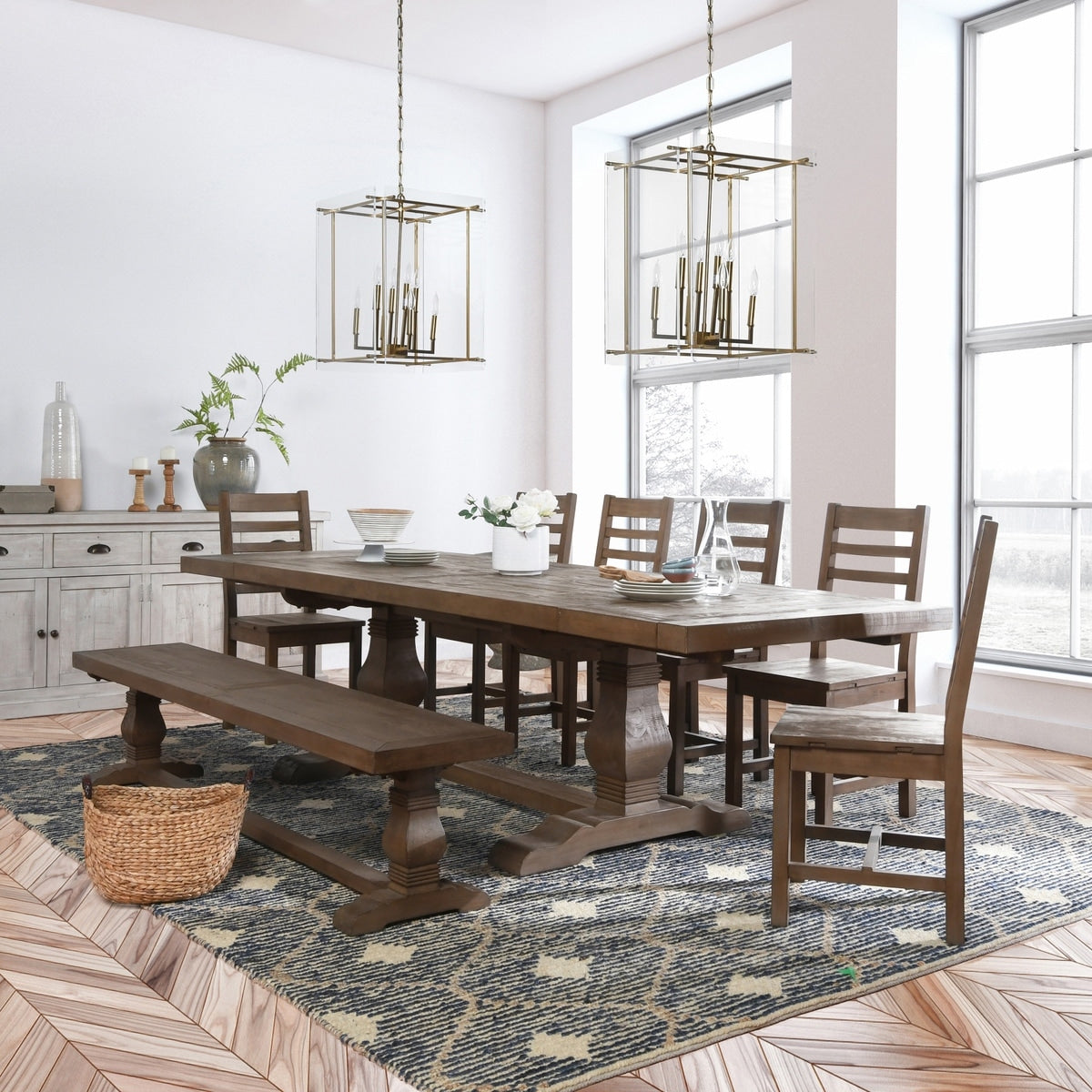 Kasey Reclaimed Pine Extension 84 114 Dining Table Desert Grey