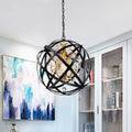 Kassdin Matte Black Gold Metal And Crystal Orb 1 Light Chandelier