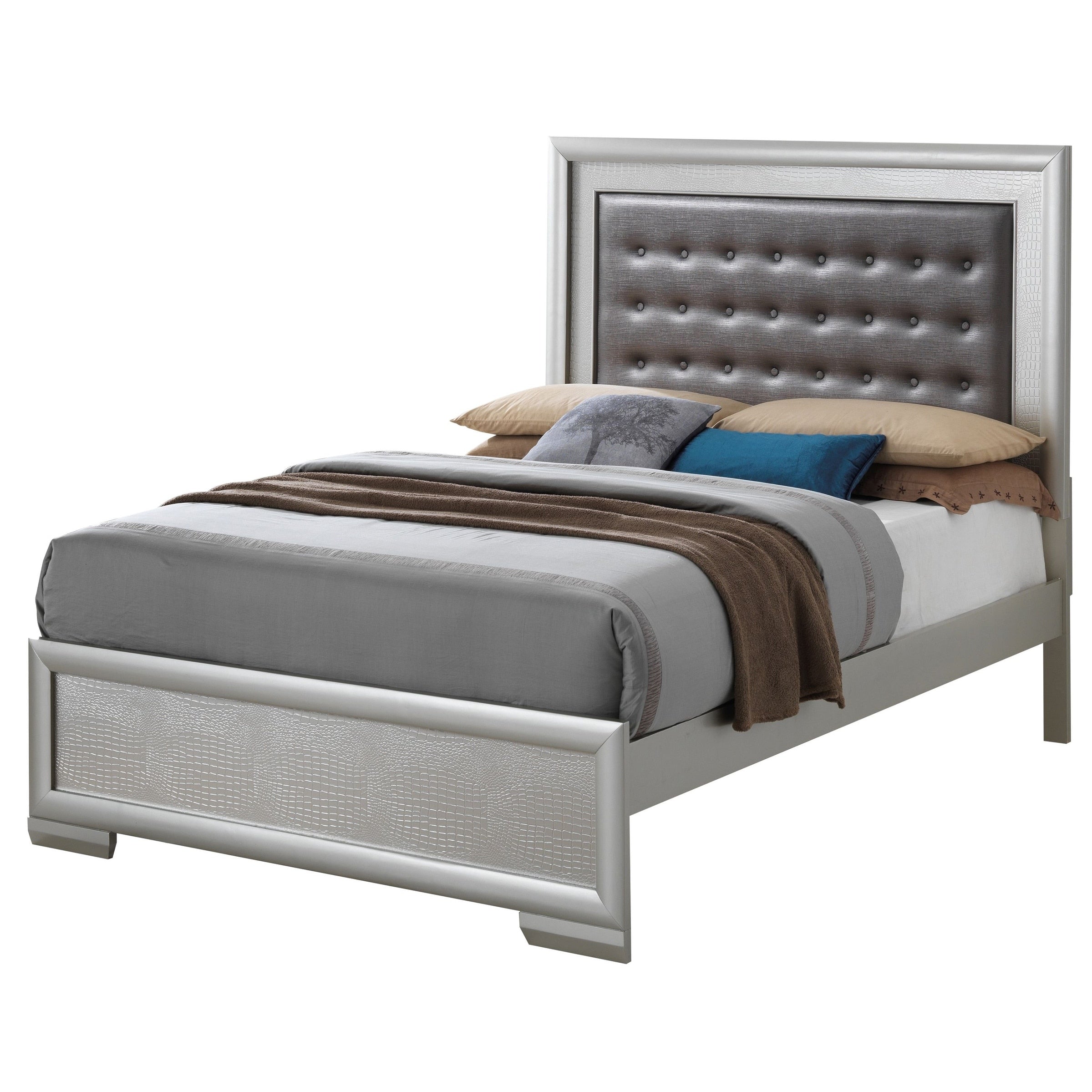 Kat Button Tufted Croc Finish Bed