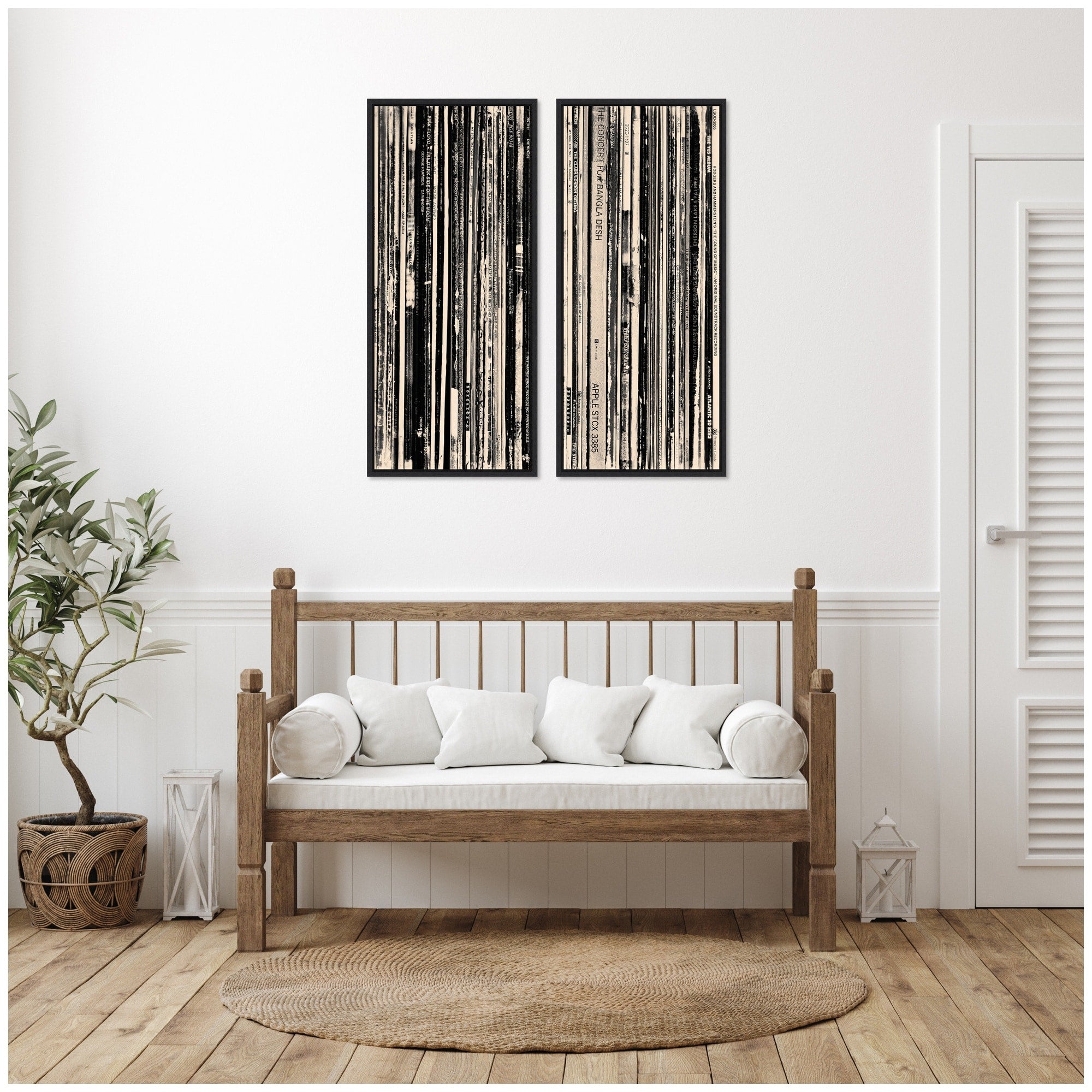 Kate And Laurel 33 Rpm Black And White Panel No. 1 2 2 Piece Framed Canvas Wall Art Set By Robert Cadloff