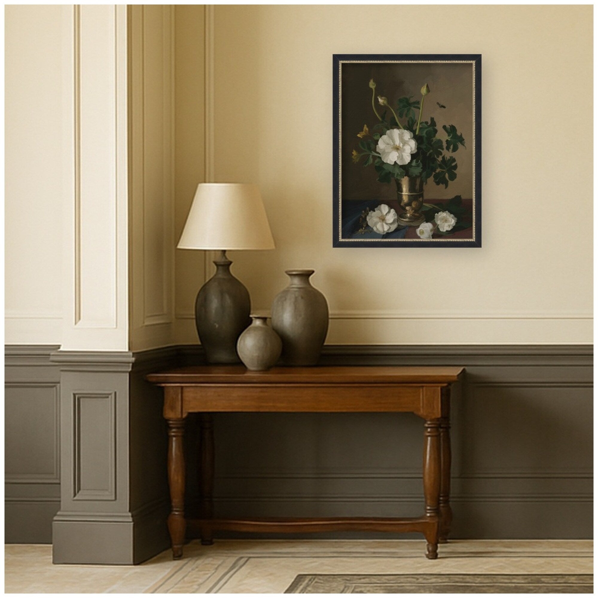 Kate And Laurel A Simple Arrangement By Mary Sparrow Framed Mounted Canvas Wall Art Print