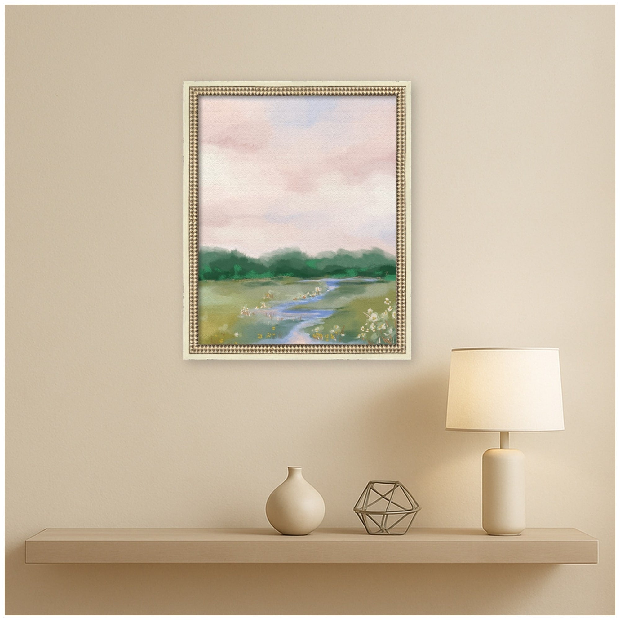 Kate And Laurel Aq Landscape No 11 By Annie Quigley Framed Mounted Canvas Wall Art Print