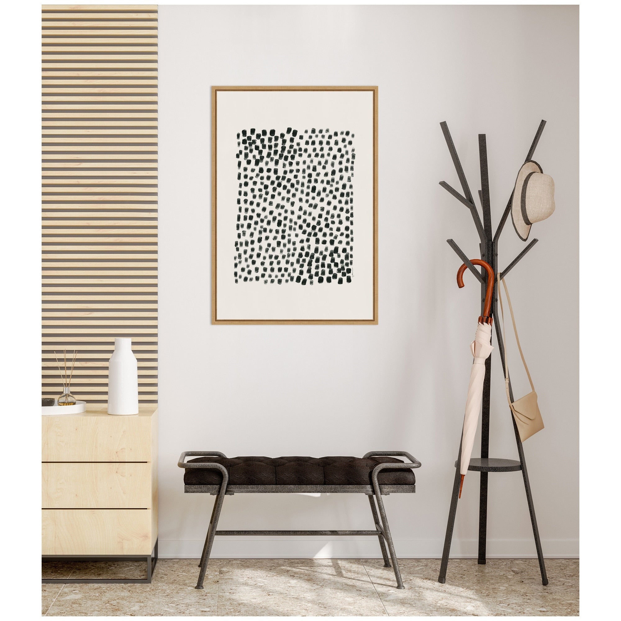 Kate And Laurel Abstract Black By Gabrielly Guedes Framed Canvas Wall Art Print