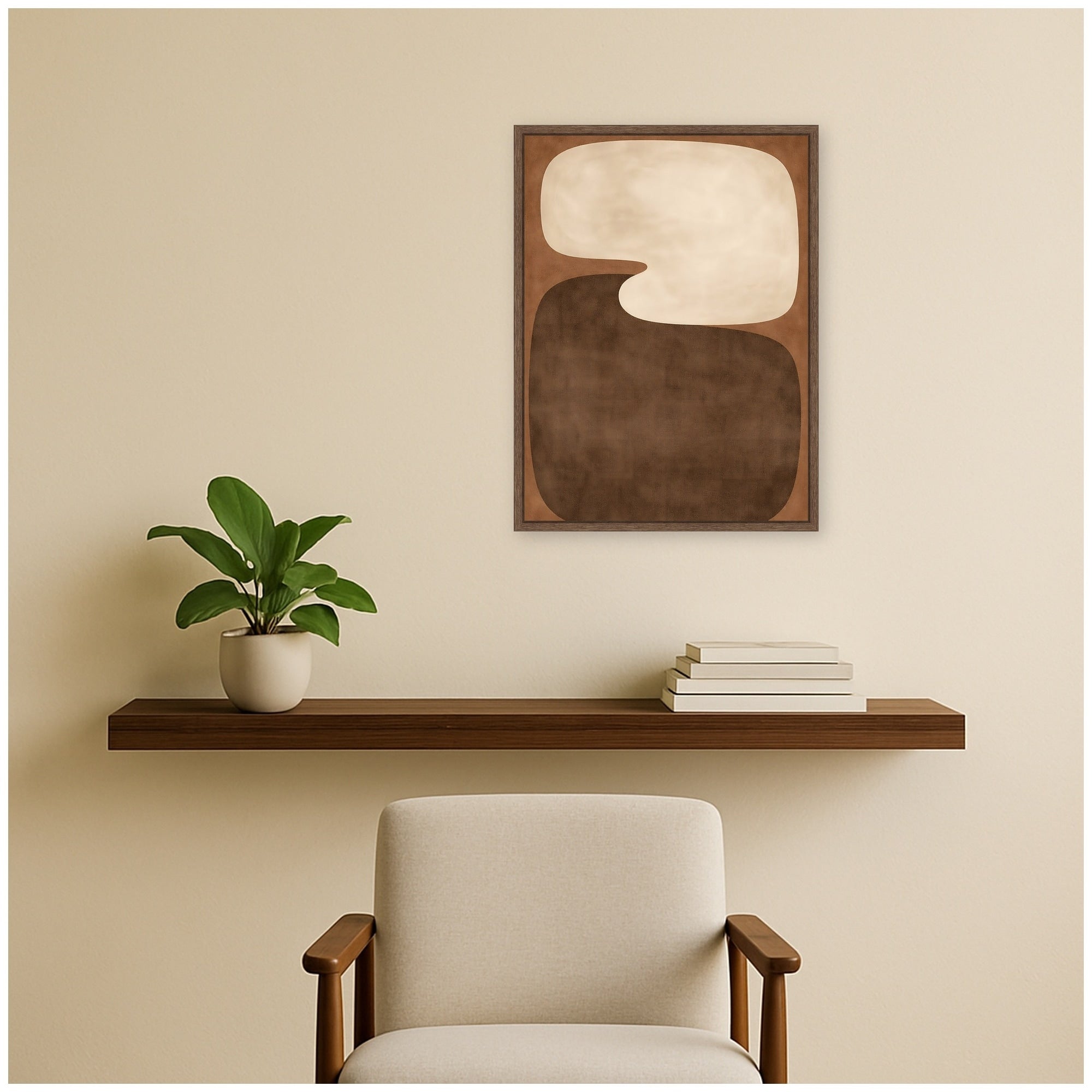 Kate And Laurel Abstract Brown Shapes Minimalist By Laura Moss Framed Canvas Wall Art Print