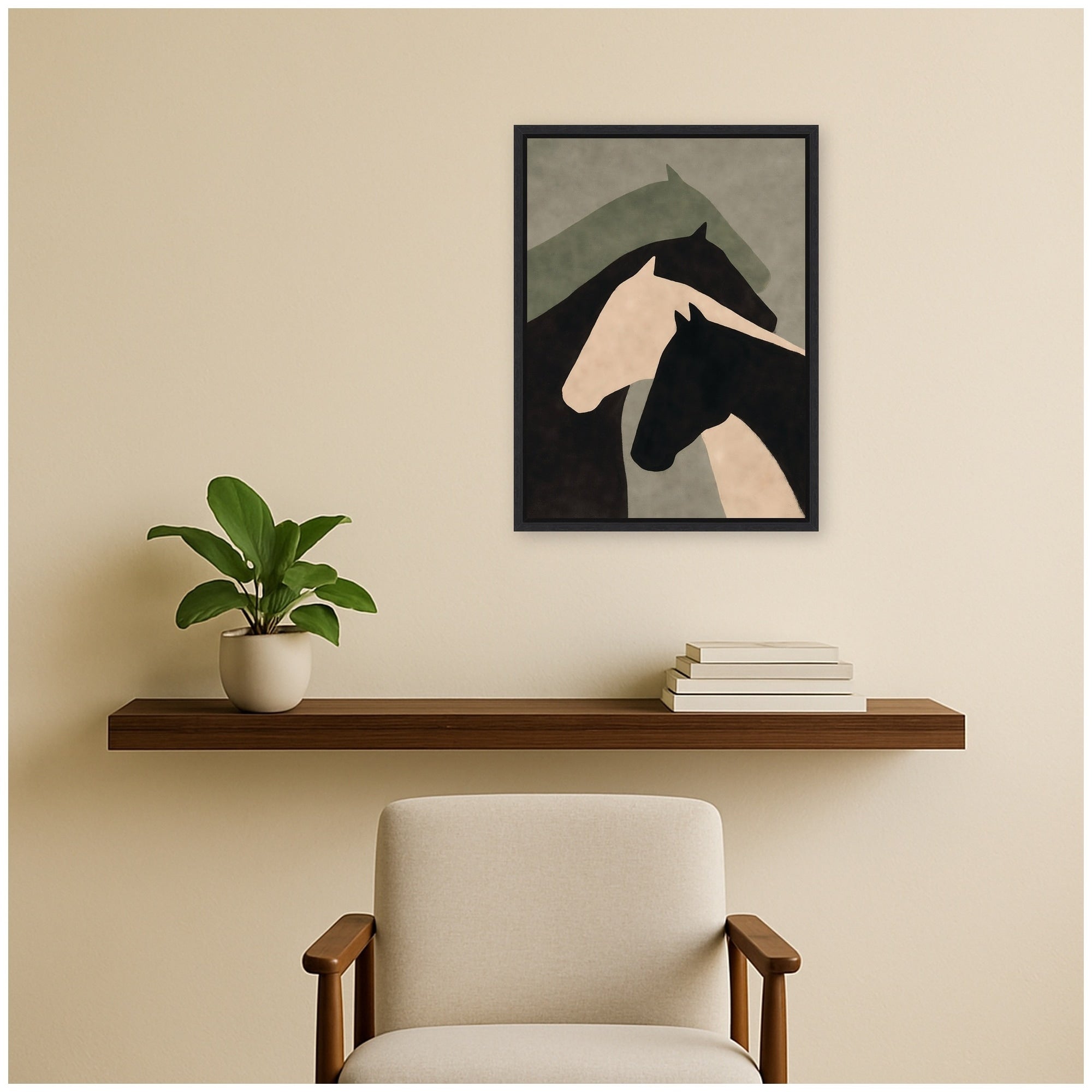 Kate And Laurel Abstract Horse Modern Equestrian By Laura Moss Framed Canvas Wall Art Print