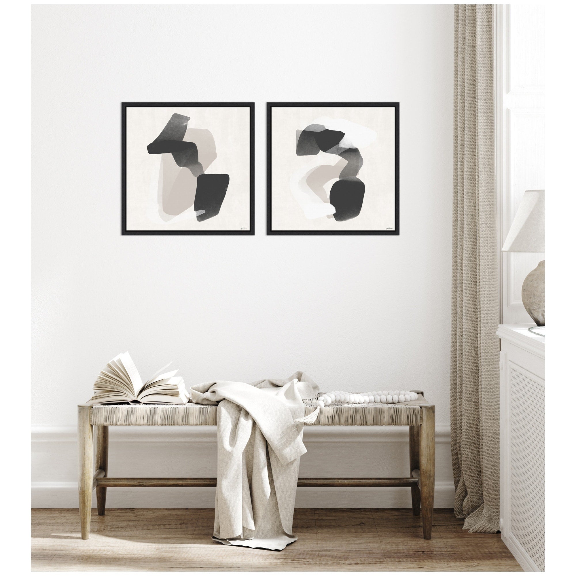 Kate And Laurel Abstract Neutral 01 02 2 Piece Framed Canvas Wall Art Set By Gabrielly Guedes