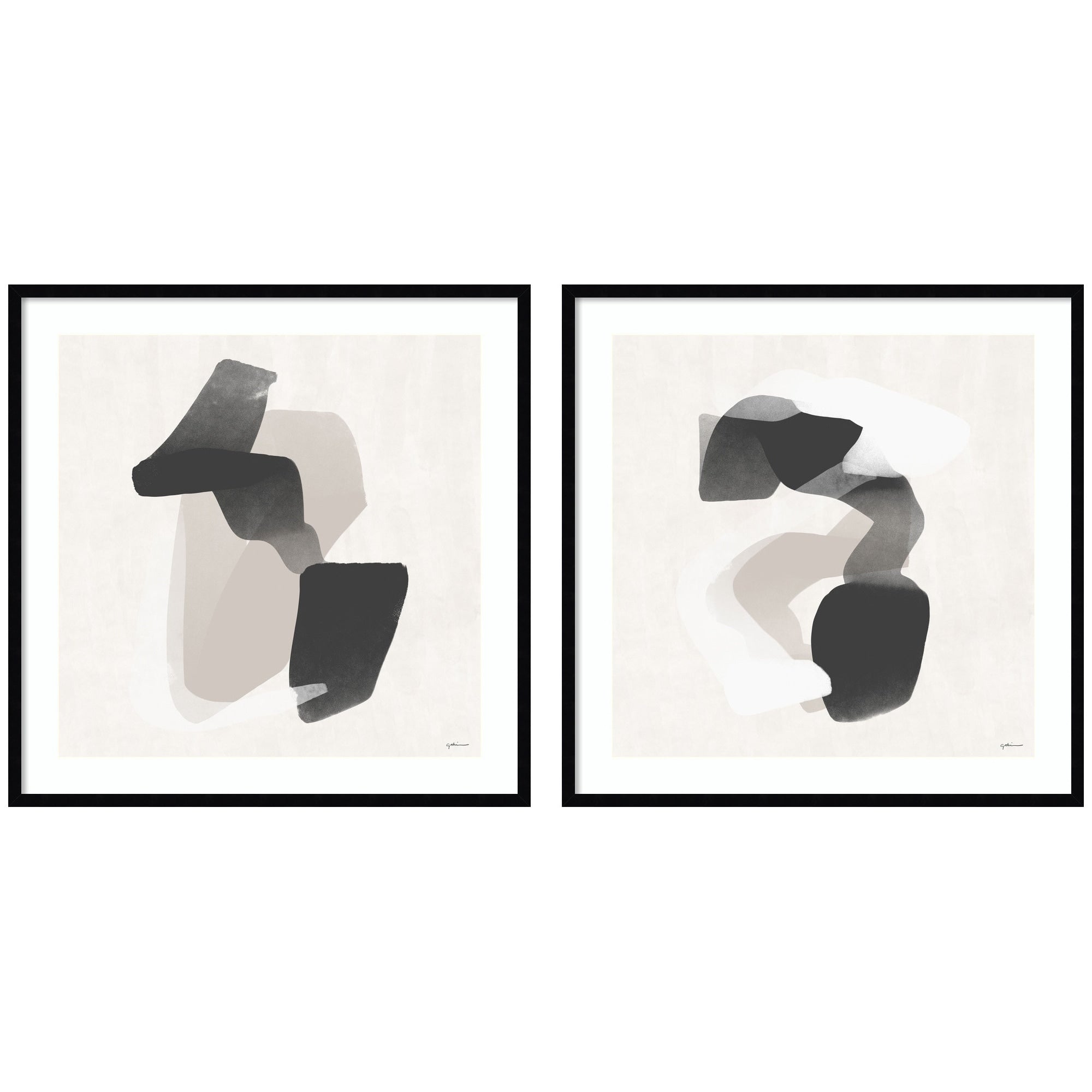 Kate And Laurel Abstract Neutral 01 02 2 Piece Framed Wall Art Print Set By Gabrielly Guedes
